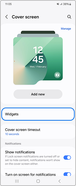 Tap on Widgets