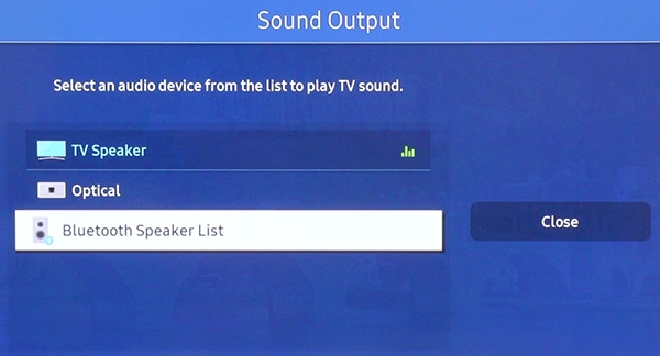 Select your Bluetooth Audio device