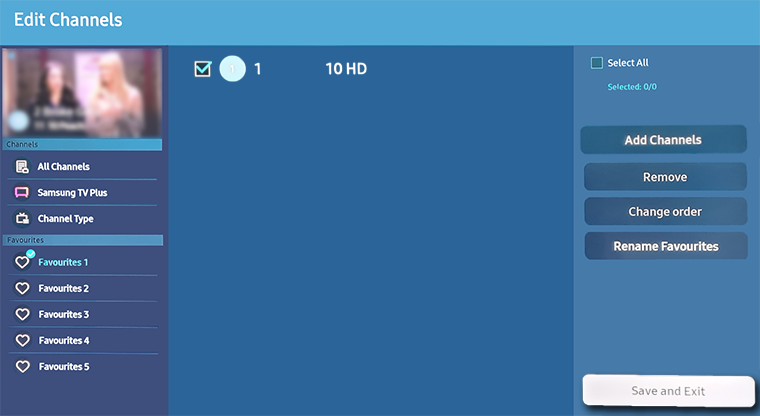 how to add favourite channels on samsung tv