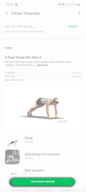 Add workout sales to samsung health
