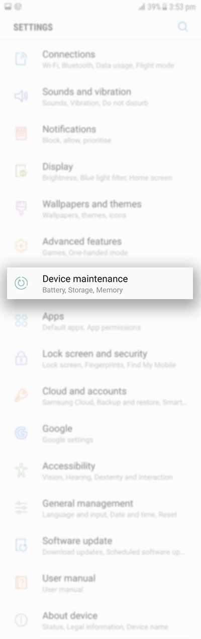 What is the Device Maintenance feature? Samsung Australia
