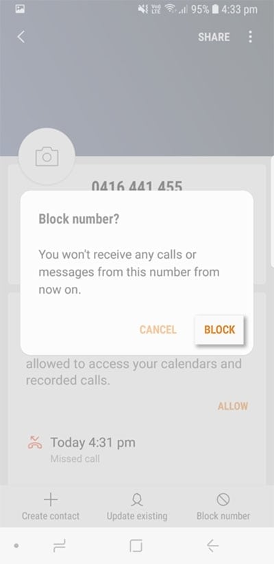 How do I Block and Unblock numbers from calling me on my Galaxy Device