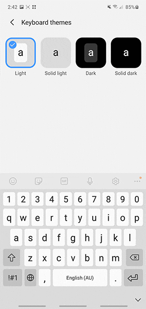samsung keyboard predictive text too dark
