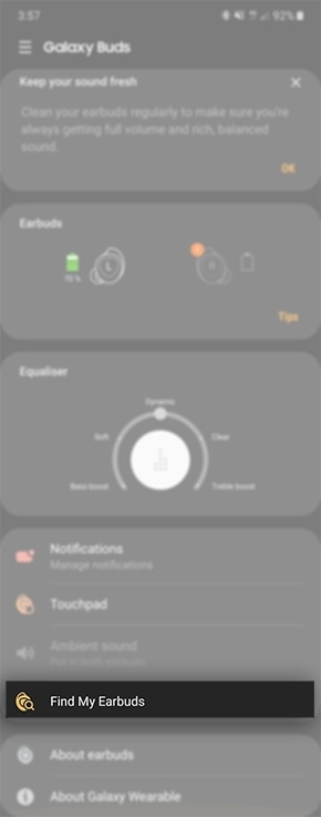 samsung find my earbuds