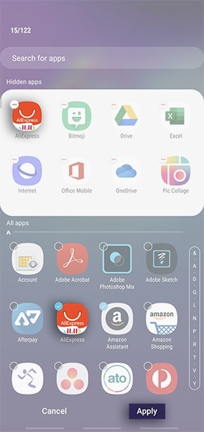 How do I access the Home screen settings? Samsung Australia