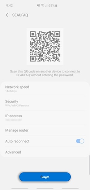 Tap forget to remove as a connected wifi