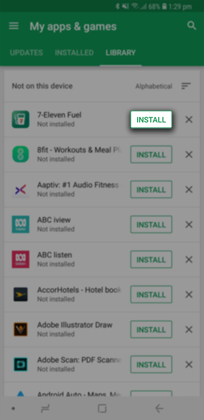previously installed apps play store