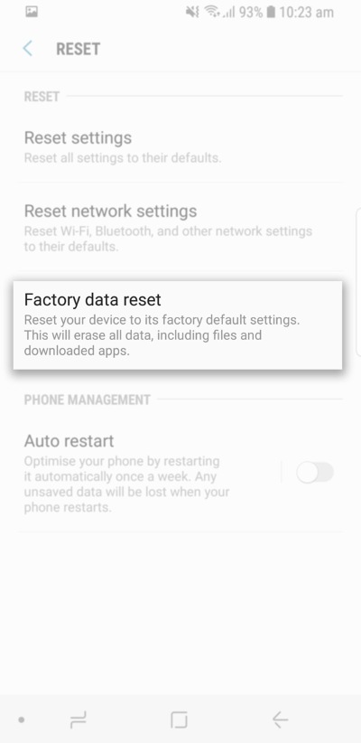 samsung note 5 password factory reset