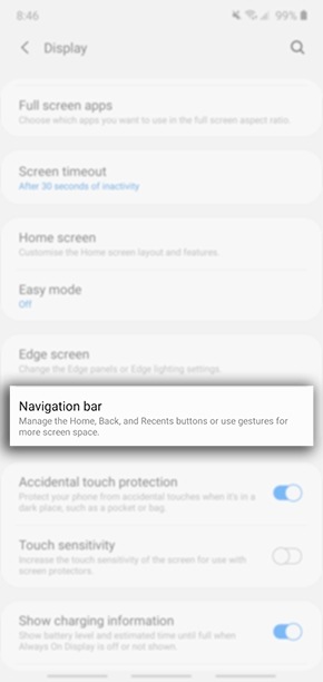 How do I personalise the Navigation bar? Samsung Australia