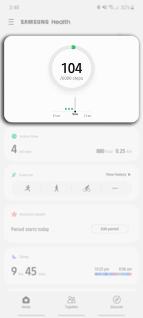 samsung active watch step counter