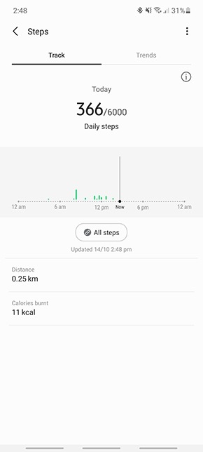 samsung galaxy watch not counting steps