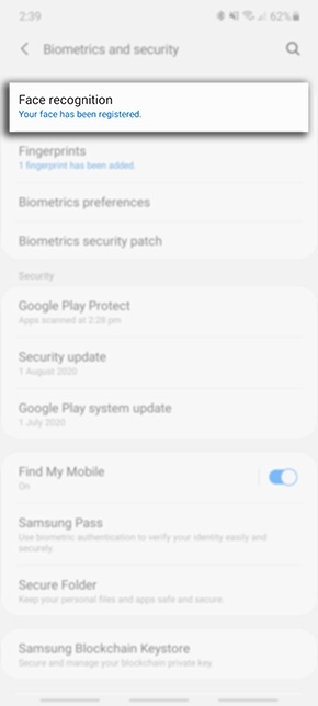 Setting up the Biometrics and Security Samsung Australia