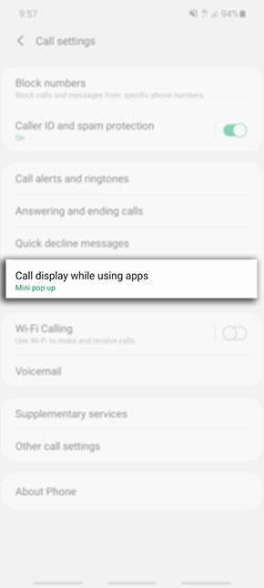 display call settings