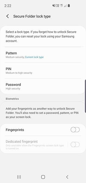 samsung factory reset and secure folder