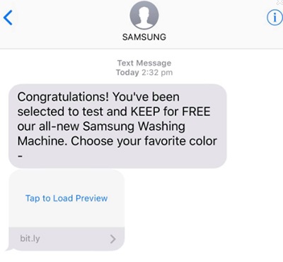 Washing Machine Scam SMS