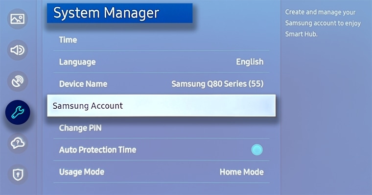 System Manager menu