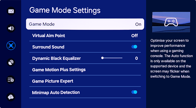 Here you can view your Game Mode Settings