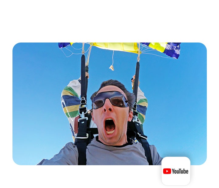 YouTube video with a man in a parachute