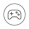 Krug u kojem je prikaz kontrolera za igraću konzolu. 