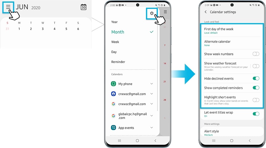 Comment utiliser l’application Calendrier sur mon smartphone Galaxy