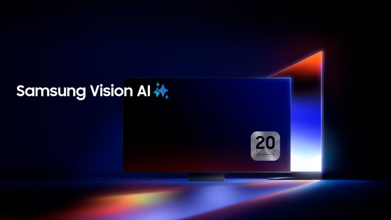 TV Samsung com o selo “20 anos líder global em TVs”
