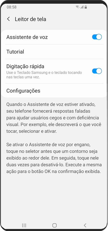 Assistente de voz do celular | Acessibilidade | Samsung BR