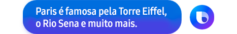 No balão de fala, lê-se “Paris é famosa pela Torre Eiffel, pelo Rio Sena e muito mais.”