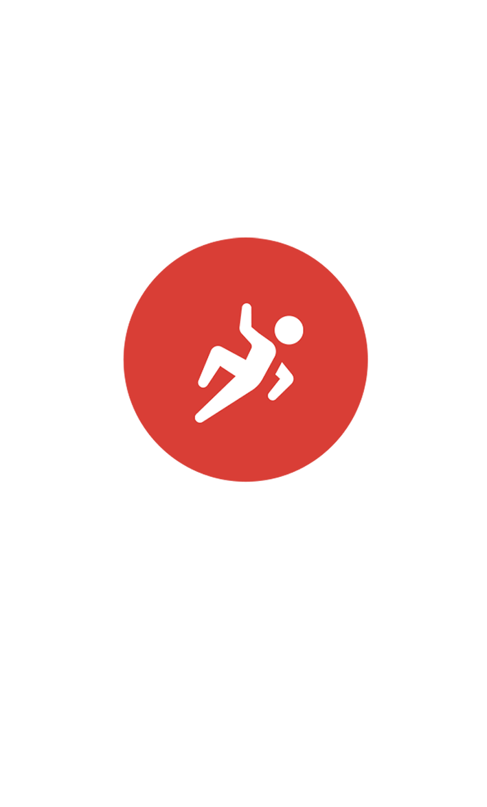 Ícone de uma pessoa caindo, representando o recurso de detecção de queda.