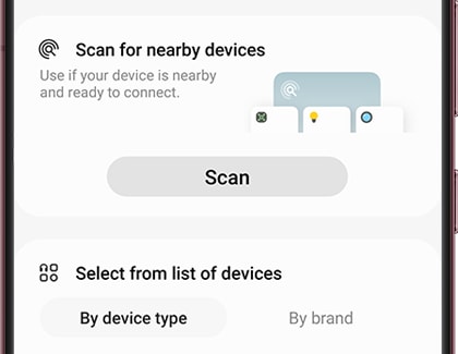 Scan for nearby devices displayed in the SmartThings app