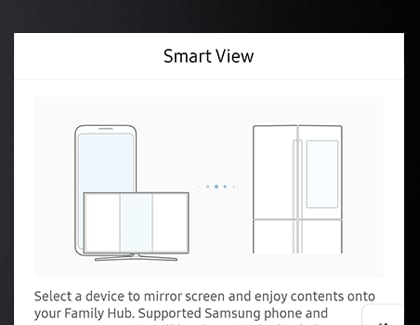 Smart View displayed on a Samsung refrigerator