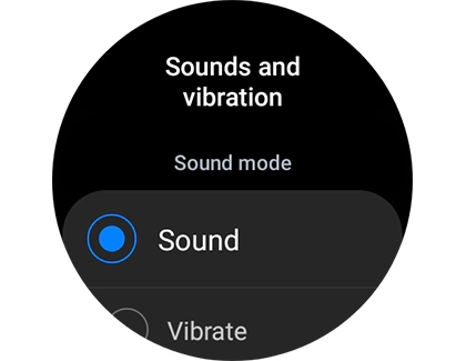 Sound and vibration settings on the watch