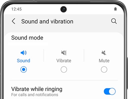 Sound and vibration settings in Galaxy Wearable