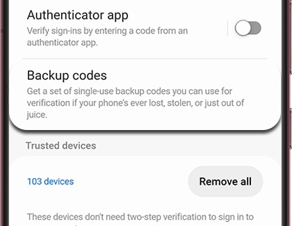 Select Backup codes from the Security settings page to view your current codes