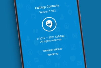 CallApp version information on a Galaxy phone
