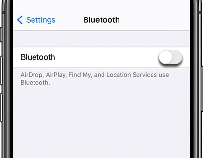 Switch highlighted next to Bluetooth on an iPhone