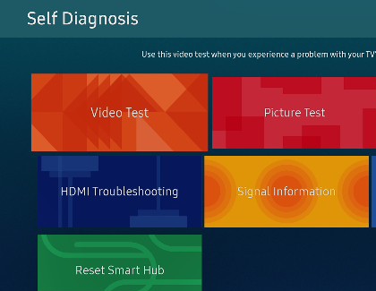 List of Self Diagnosis on a Samsung TV
