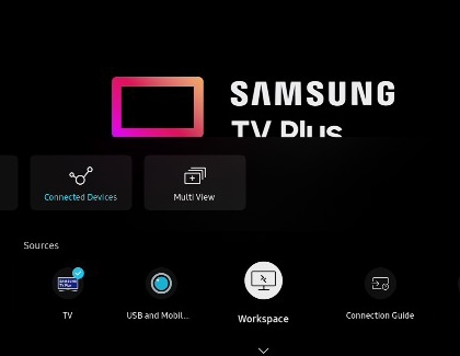 Workspace highlighted on a Samsung TV