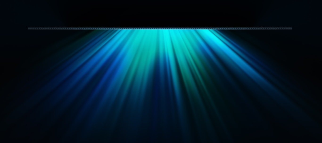 A top-down view of an ultra-thin TV screen as it emits rays of light. Accompanying text reads The next big thing in television is coming.