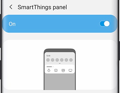 SmartThings panel switched on with a Galaxy phone