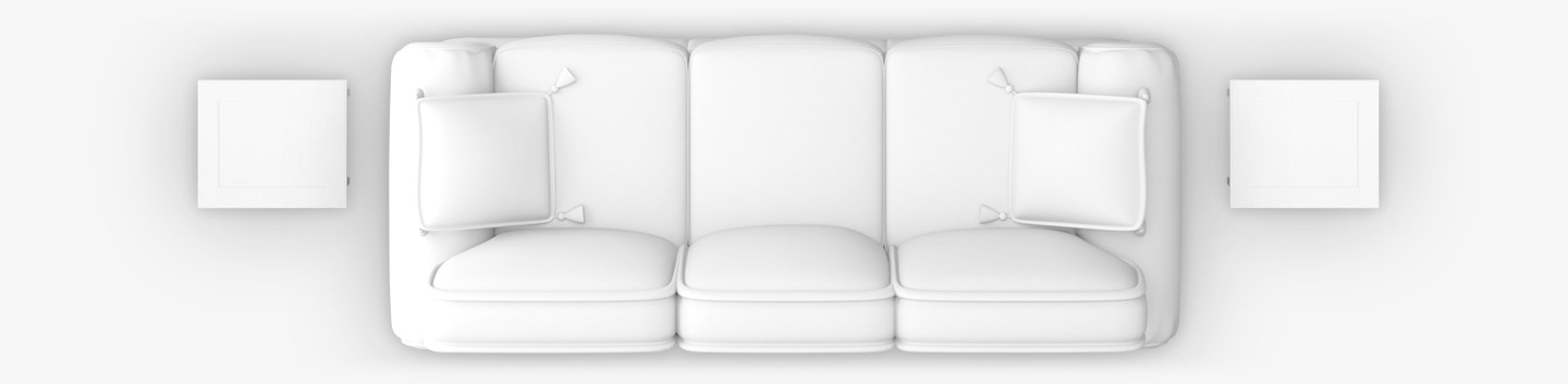 An over the shoulder view of a white couch