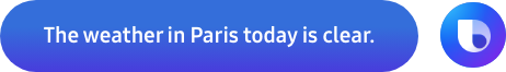 Speech bubble reads The weather in Paris today is clear.