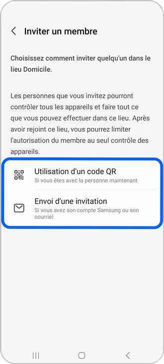 Use a QR code or Send an invitation