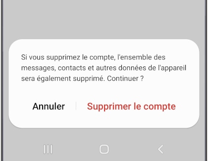 Touchez Supprimer le compte