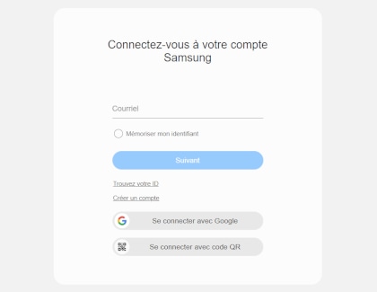 Page de connexion à un compte Samsung