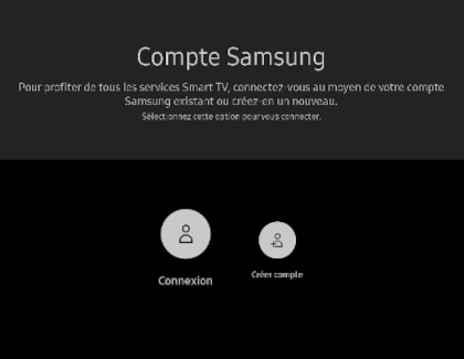 Sélectionnez Connexion, et saisissez ensuite votre identifiant et mot de passe pour connecter votre téléviseur intelligent Samsung à votre compte Samsung
