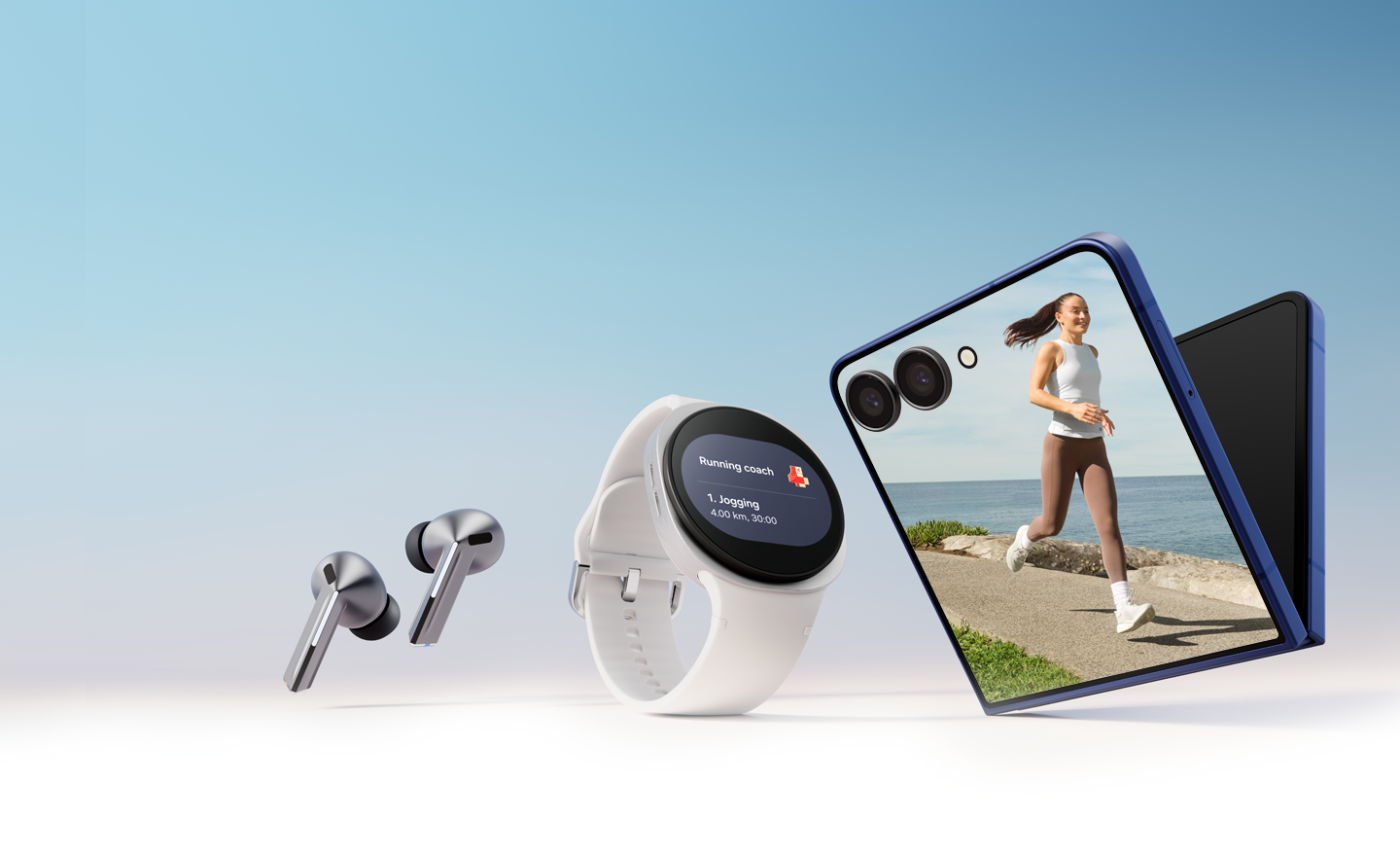 Im Bett liegende Person mit Galaxy Watch am Handgelenk.