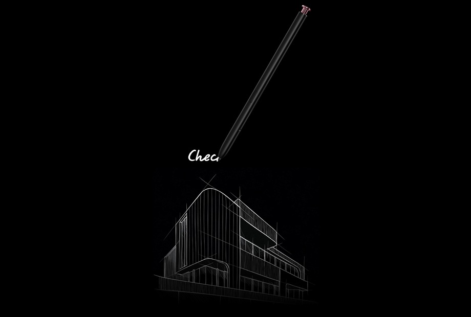 94 / 5,000 übersetzungsebnisse the photo shows a pen that draws a house on a black background and writes something