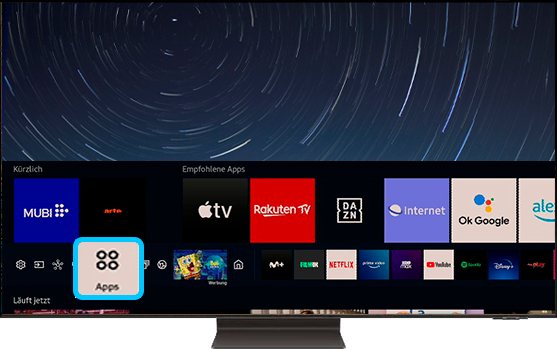 Wähle die Option Apps im Menü Smart Hub