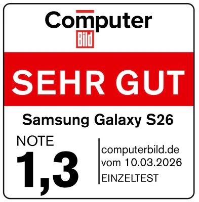 Samsung Galaxy S26, sehr gut (1,3), veröffentlicht am 10.3.2026 unter computerbild.de, Einzeltest.