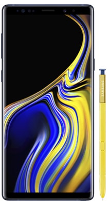 Ocean Blue Galaxy Note9 with yellow S Pen.